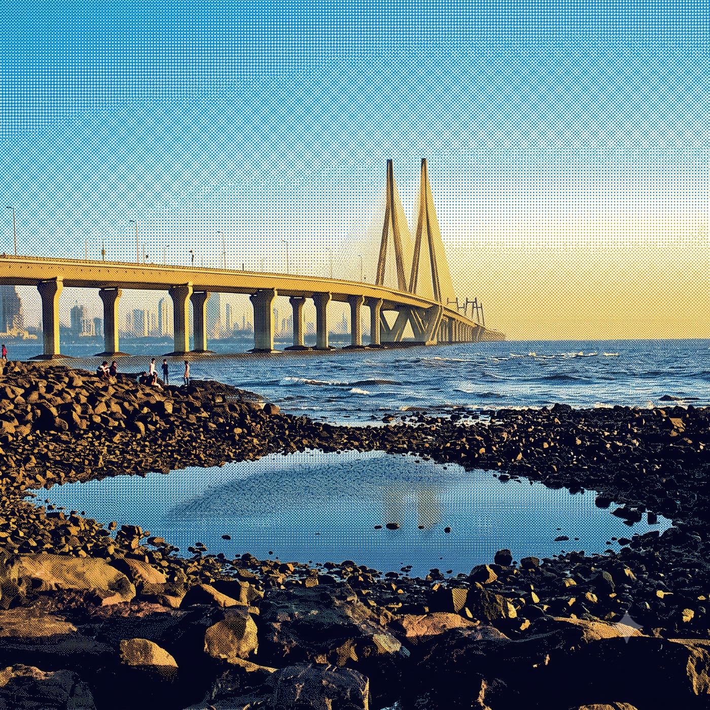 The Bandra–Worli Sea Link, Mumbai, at golden hour